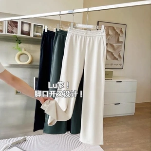 lu家长裤开叉softstreme空气层高腰抽绳直筒神裤休闲显瘦阔腿裤夏