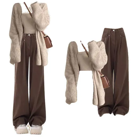 牛仔裤流行女背心新款百搭今年穿搭开衫三件套装慵懒风秋季一整套,女装/女士精品,时尚套装,淘宝优惠券,粉丝福利购,淘宝优惠卷