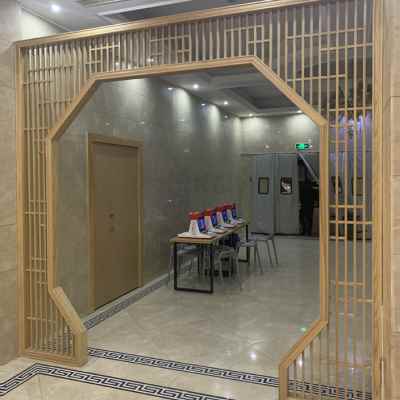实木月亮门花格中式月洞拱门客厅仿古隔断屏风电视背景墙装饰定制