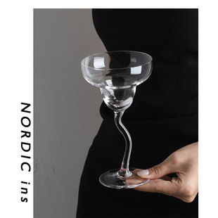 北欧极简!弯脚倒钟杯 香槟杯酒吧鸡尾酒酒杯中古杯子出口挪威ins