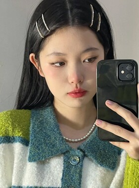 水钻一字夹女团风甜酷镶