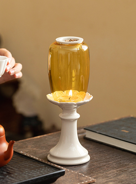 创意陶瓷草木灰香薰炉烛台摆件