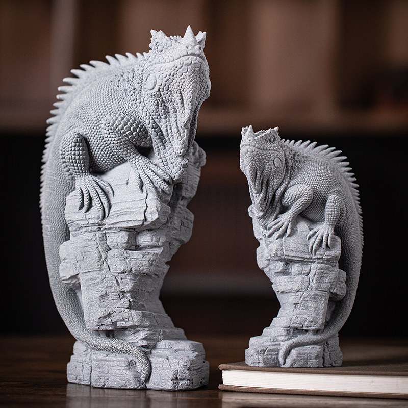 中式复古变色龙蜥蜴茶宠摆件假山盆栽鱼缸造景园艺微景观桌面装饰