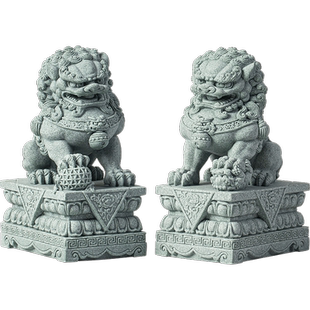 国潮石狮子一对故宫看门庭院吉祥物摆件家居镇宅大号桌面装饰造景