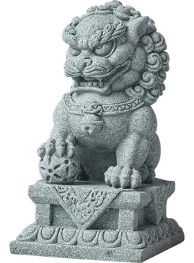 青砂石招财国潮门厅石狮子装饰品