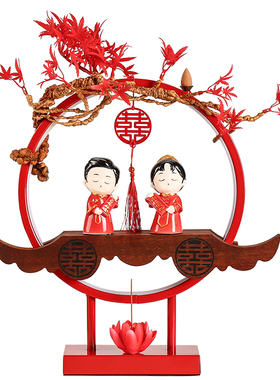 中式陶瓷新人闺蜜情侣结婚纪念日礼物家居婚O房装饰灯圈桌面摆件