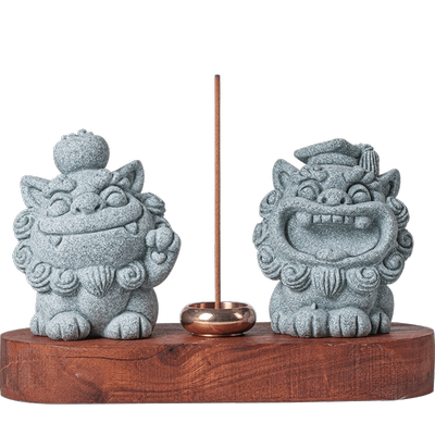 青砂石招财国潮茶桌线香炉小狮子