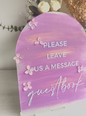 亚克力油画风桌卡guestbook号码牌cards gifts婚礼桌面布置手绘