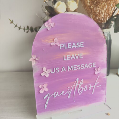 亚克力油画风桌卡guestbook号码牌cards gifts婚礼桌面布置手绘