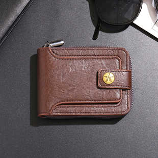 宝思妮 新款热销品质男士短款钱包欧美时尚复古多功能wallet men