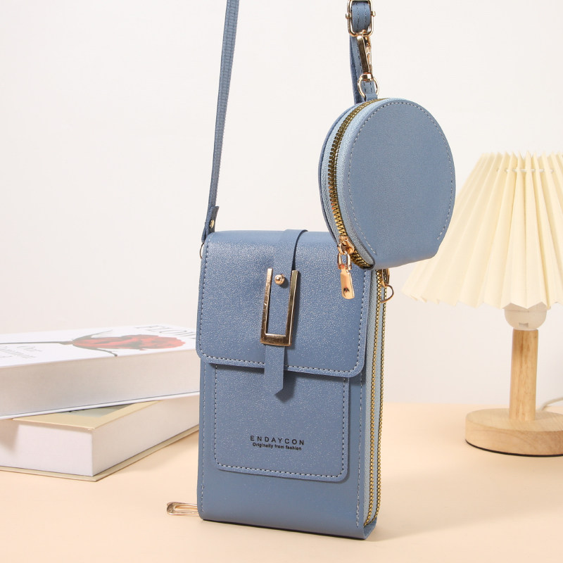 宝思妮透明可触屏手机包两件套斜挎小包多功能手机女包包零钱袋竖