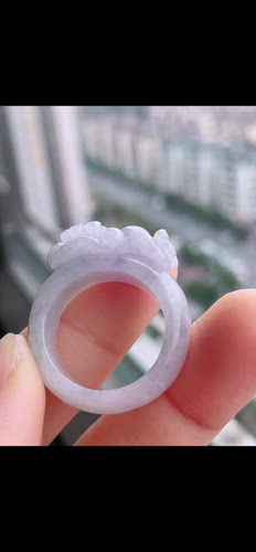 缅甸A货冰种飘绿貔貅戒指