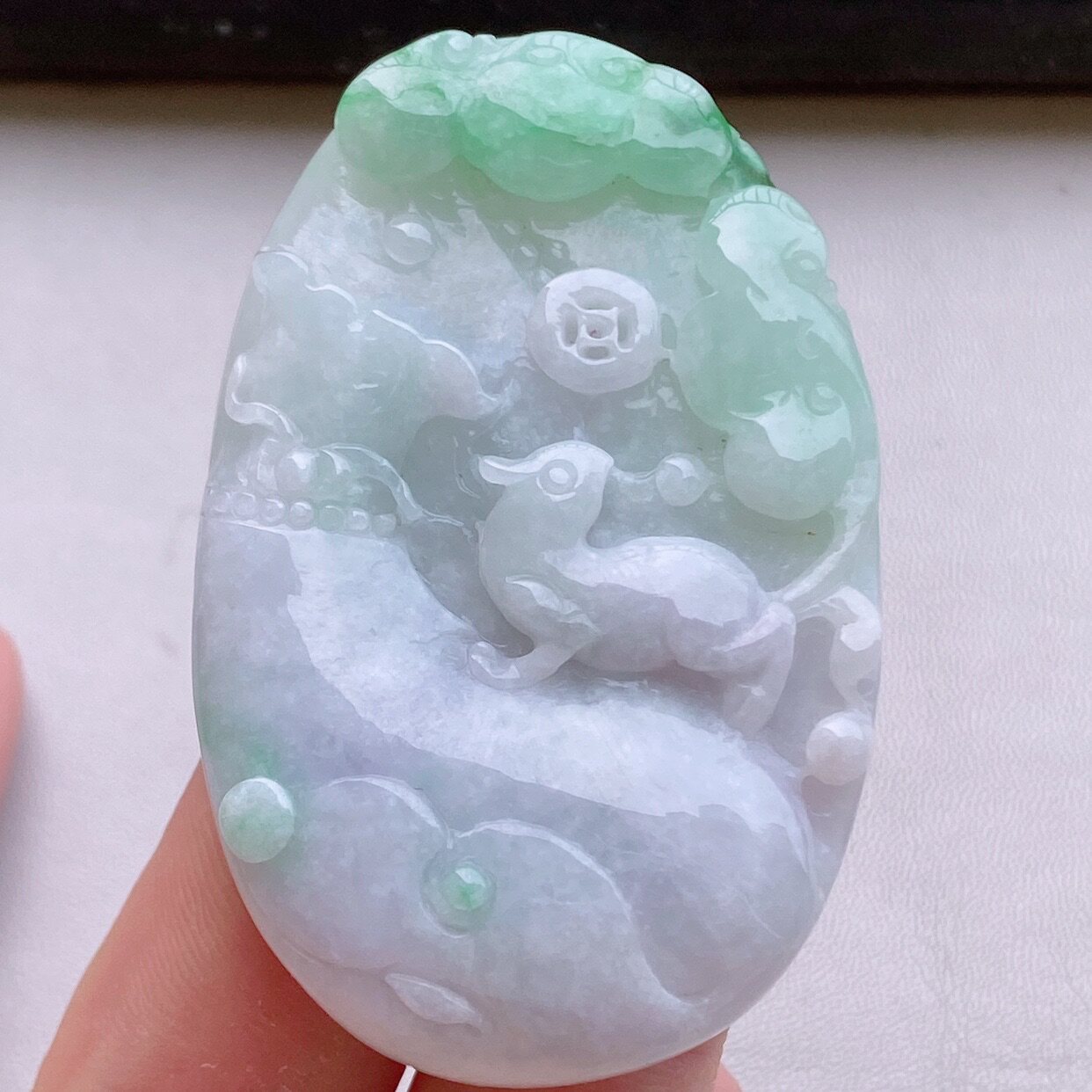 阳绿鼠运财老坑货送证A颈饰生肖玉坠玉坠玉冰种女翡翠玉石吊坠