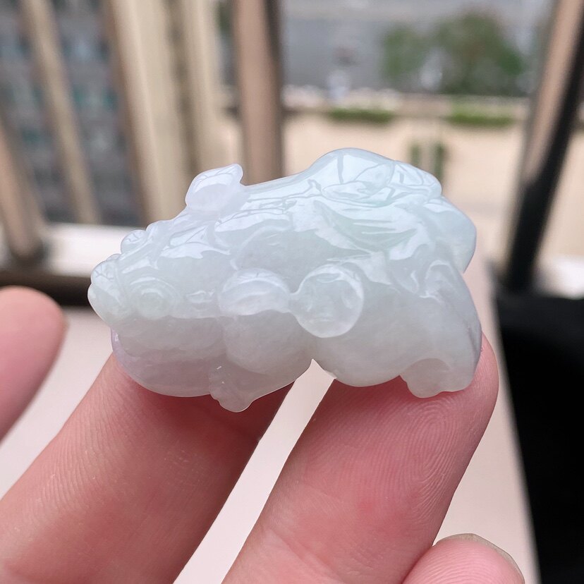 缅甸天然A货玉石翡翠挂件精雕老坑冰种貔貅吊坠