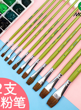 马利牌水粉笔单支狼毫平头水彩画画笔套装初学者丙烯油画刷子全套美术专用绿杆g1860小排笔