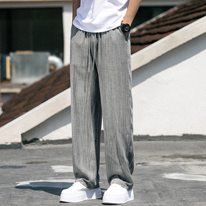 天丝亚麻休闲裤夏季男长裤清凉直筒大码拖地裤子潮8266-P80控118图片