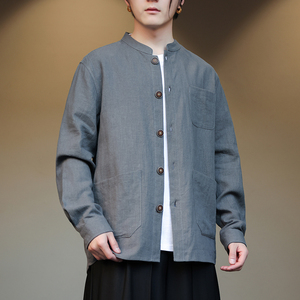 2025男女新款秋冬季夹克棉麻外套大码宽松汉服立领长袖衫1177-P85图片