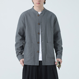 新中式外套男士春秋宽松大码风亚麻衬衫棉麻休闲夹克1176-P85，男装夹克，电商A016