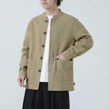 风开衫唐装夹克纯色亚麻休闲长袖衬衫男上衣DSA016-1176-P90，男装夹克，电商A016