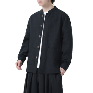 风亚麻外套开衫夏季男新中式长袖衬衫防晒服DSA016-1176-P85图片