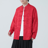 2025秋冬新款夹克红复古唐装汉服中式外套男长袖衬衫1197-P98，男装夹克，电商A016