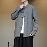 风外套2025春大码汉服棉麻夹克复古盘口长袖衬衫男装1180-P95，男装夹克，电商A016