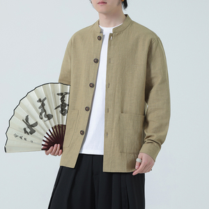 风亚麻外套开衫夏季男新中式长袖衬衫防晒服DSA016-1176-P85图片