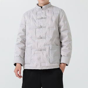 男士羽绒服冬装外套风立领盘扣保暖唐装黑金羽绒服1170-p215，男装羽绒服，电商A016