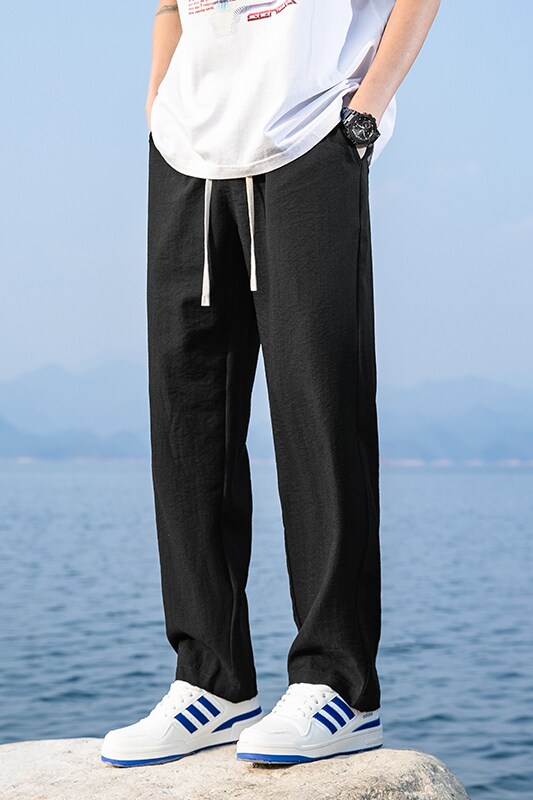 冰丝裤风男裤子夏季纯色休闲裤直筒裤九分裤潮8262-p55,男装休闲裤,电商A016