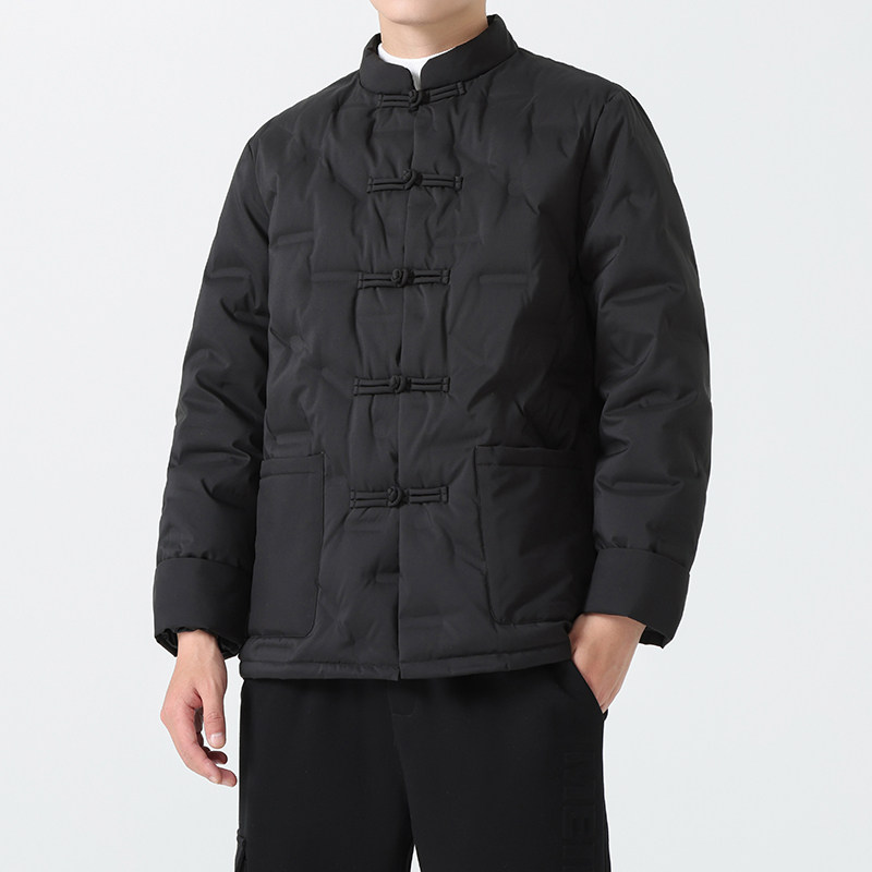 男士羽绒服冬装外套风立领盘扣保暖唐装黑金羽绒服1170-p215,男装羽绒服,电商A016