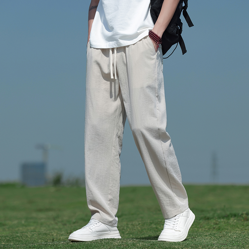 风冰丝棉麻长裤男夏季薄款宽松直筒裤垂感休闲裤子8262-P55，男装休闲裤，电商A016