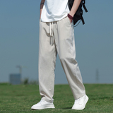 风冰丝棉麻长裤男夏季薄款宽松直筒裤垂感休闲裤子8262-P55，男装休闲裤，电商A016
