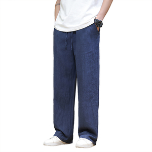 亚麻裤男夏季宽松阔腿裤直筒休闲长裤子大码男裤薄款透气8208-p78图片