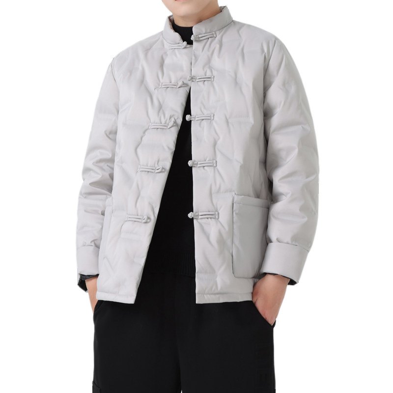 男士羽绒服冬装外套风立领盘扣保暖唐装黑金羽绒服1170-p215,男装羽绒服,电商A016