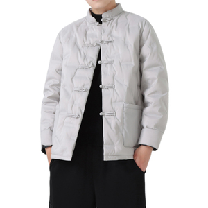 男士羽绒服冬装外套风立领盘扣保暖唐装黑金羽绒服1170-p215图片