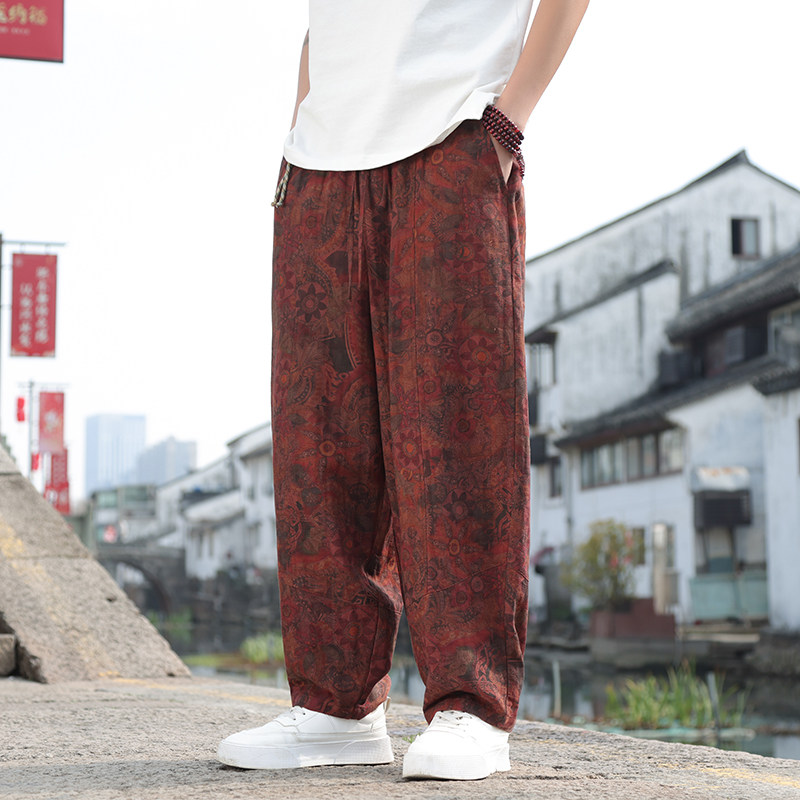 风男长裤新款休闲裤哈伦裤子直筒大码纯棉九分裤A016-8256P75,男装休闲裤,电商A016