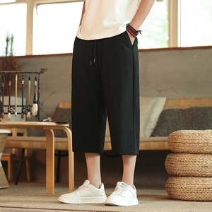 冰丝裤风男裤子夏季新款纯色百搭休闲裤七分裤潮8267-p45控58图片