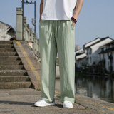 风休闲裤男薄款长裤大码纯色冰丝直筒拖地裤子DSA016-8090p60，男装休闲裤，电商A016