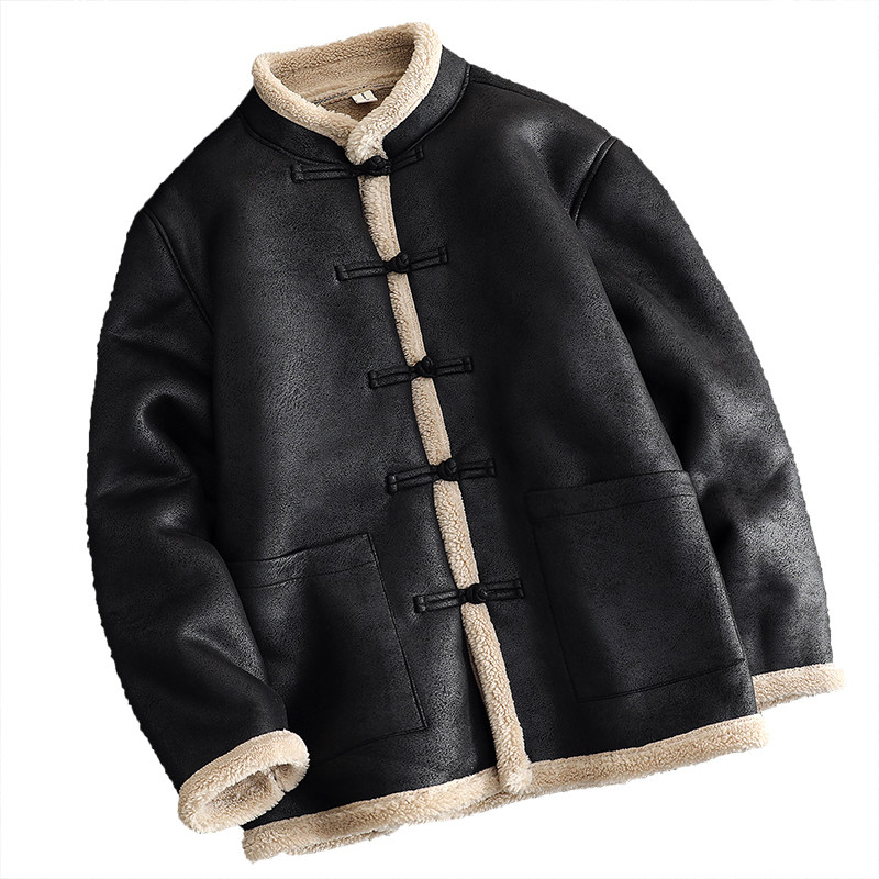 风棉衣男女冬款中式汉服皮毛一体加绒加厚保暖外套1203-P158,男装棉衣,电商A016