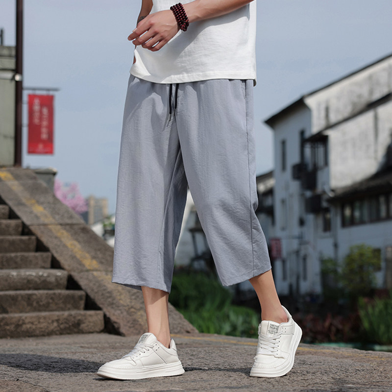 风冰丝裤男裤子夏季青春流行大码休闲裤七分裤潮8267-p45控58,男装牛仔裤,电商A016