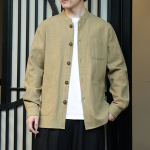 2025男女新款秋冬季夹克棉麻外套大码宽松汉服立领长袖衫1177-P85图片