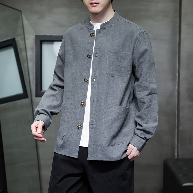 夹克秋冬男女新款长袖外套风大码棉麻上衣休闲汉服1177-P90,男装夹克,电商A016