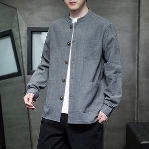 夹克秋冬男女新款长袖外套风大码棉麻上衣休闲汉服1177-P90图片