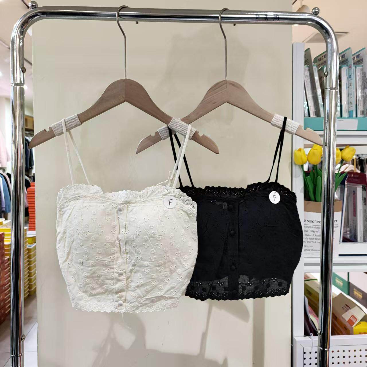 刺绣一字领抹胸带胸垫女士吊带背心细肩带防走光美背打底上衣6263