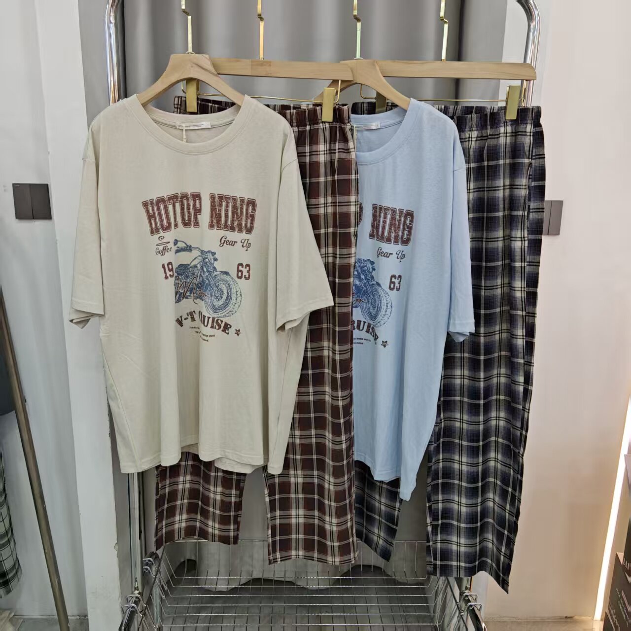 新款短袖长裤男士圆领睡衣宽松舒适柔软可外穿休闲家居服套装8028