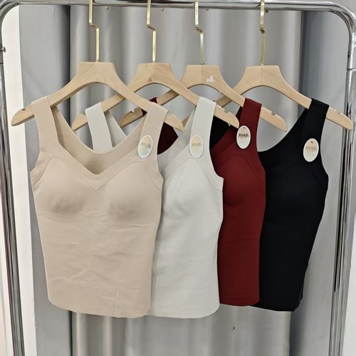 女士带胸垫免穿文胸奶绒磨毛背心