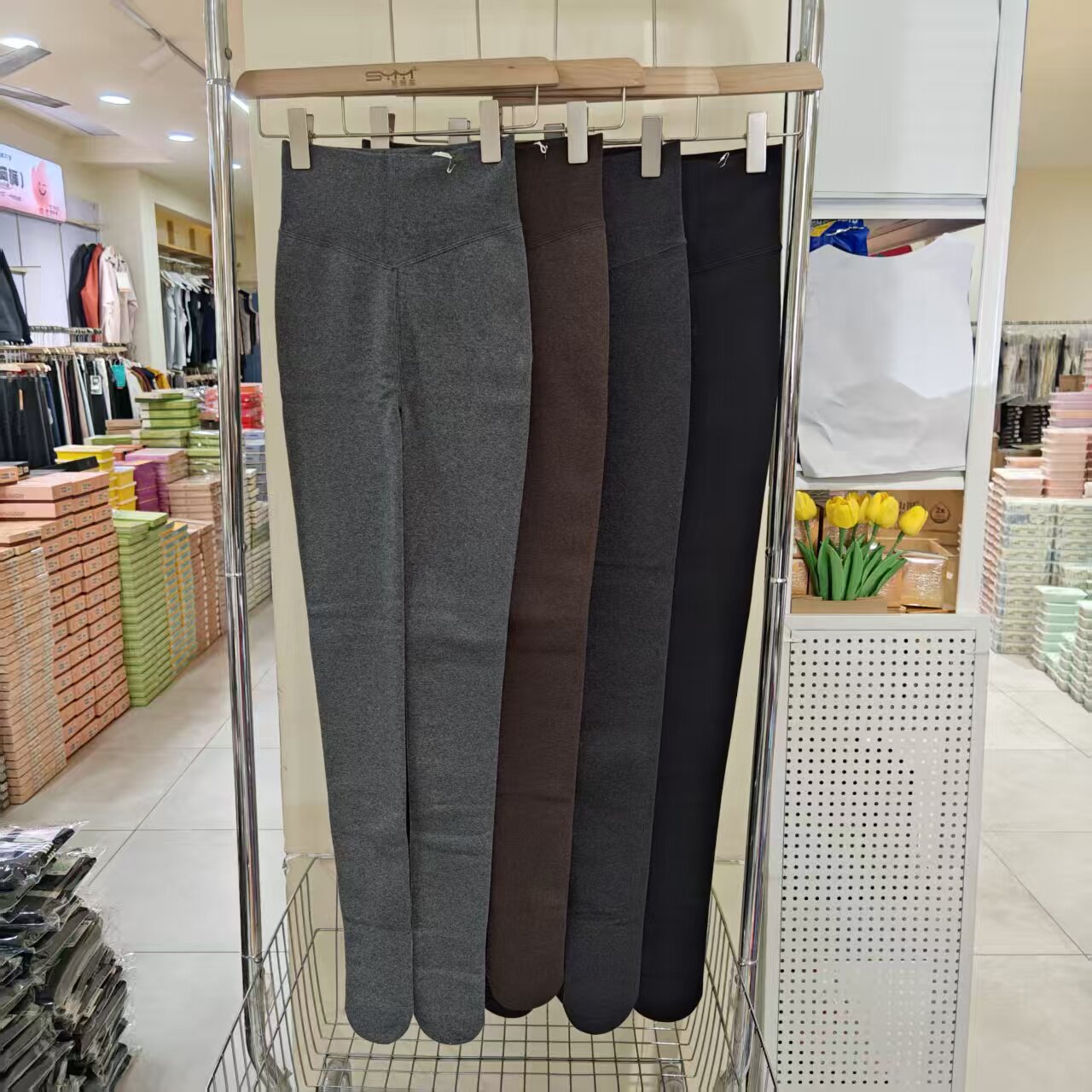 秋冬新品女士磨毛保暖连脚打底裤