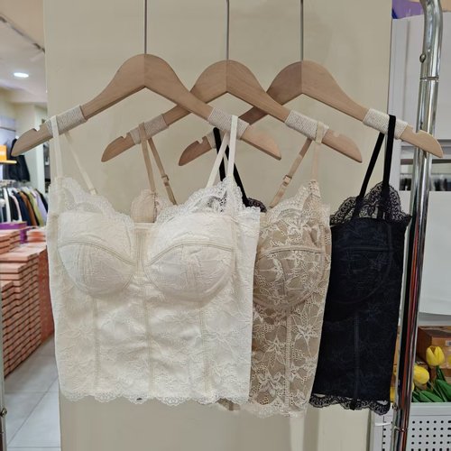 法式蕾丝美背外穿免文胸吊带