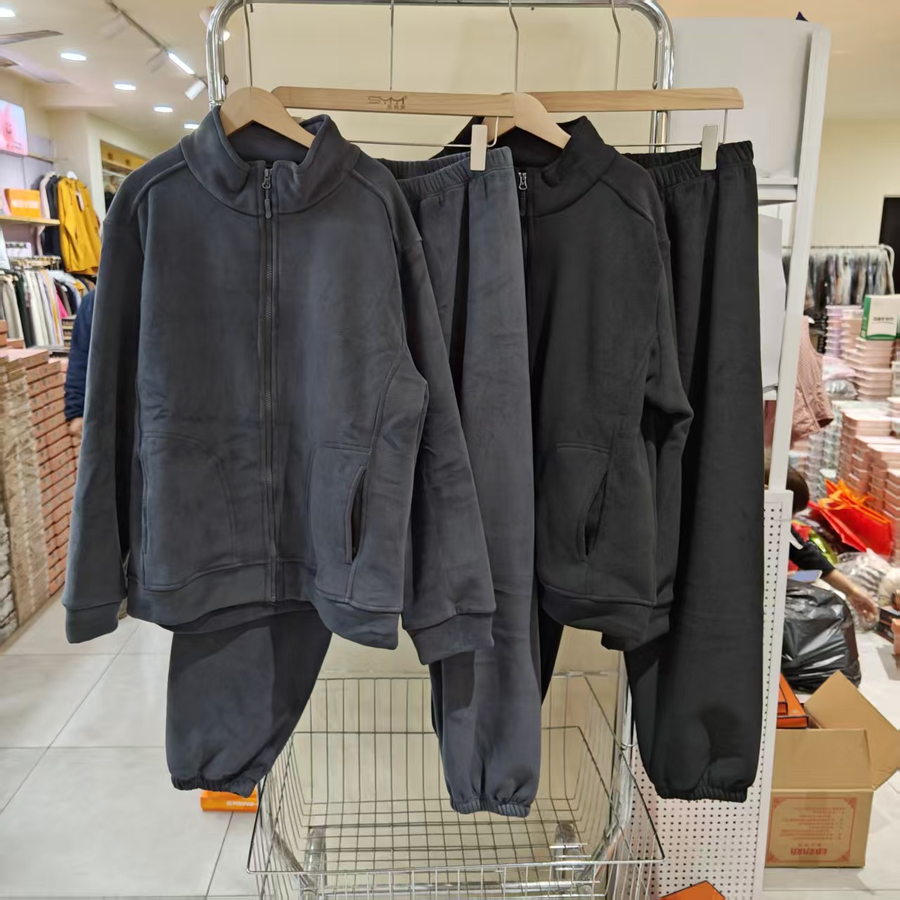 男士睡衣冬季加绒加厚家居服套装