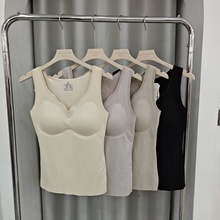 秋冬新款羊绒蚕丝保暖内衣女士加绒内搭外穿防寒打底背心上衣8809